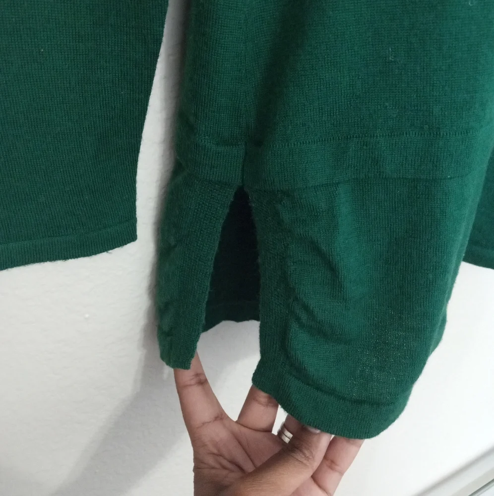 J.Jill Merino Wool Long Sleeve Green Tunic Sweater Top S Petite
